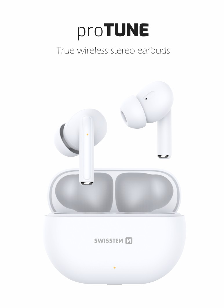 Swissten Pro Tune TWS sluchátka bílá