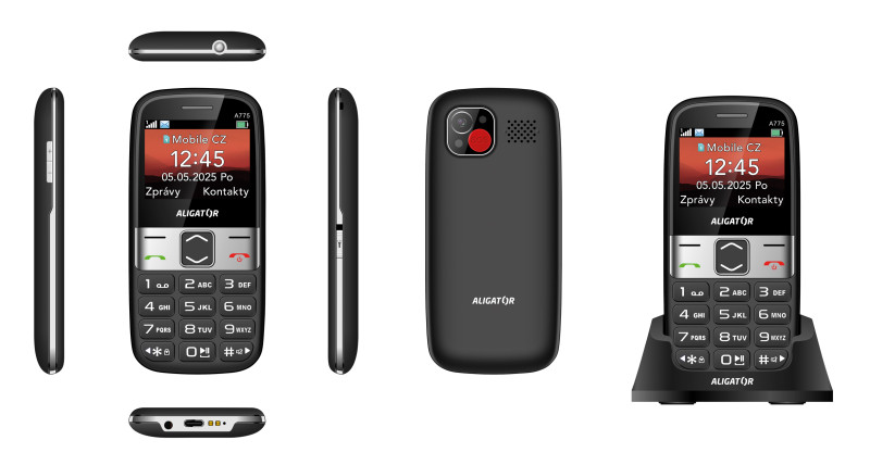 Aligator A775 Senior černá + stolní nabíječka