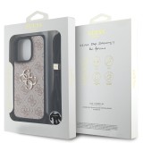 Guess PU 4G Metal Logo Crossbody Popruh Zadní Kryt pro iPhone 15 Pro Max Pink