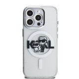 Karl Lagerfeld IML Glitter Karl and Choupette Sketch MagSafe Zadní Kryt pro iPhone 15 Pro Transparent