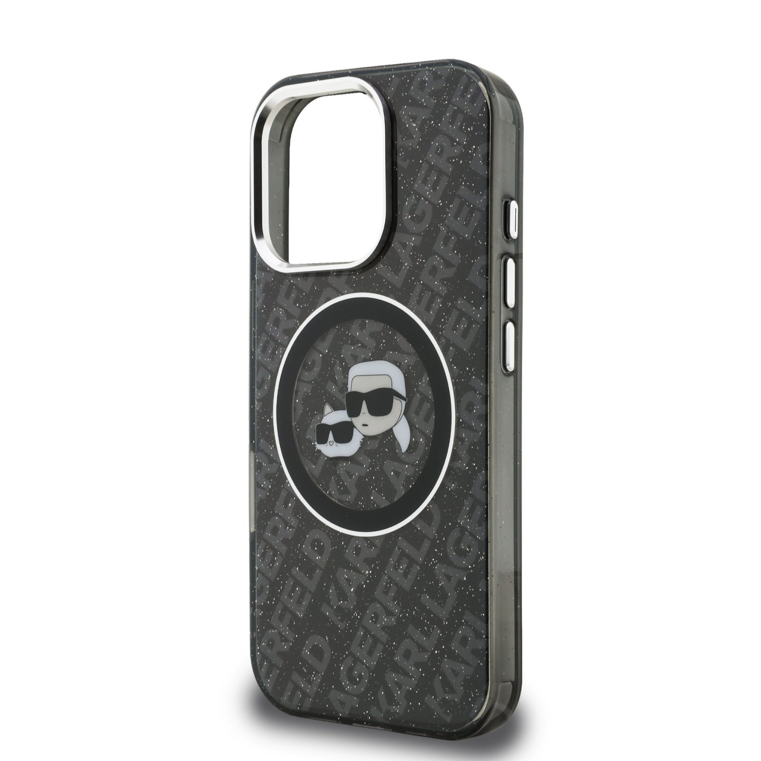 Karl Lagerfeld IML K&CH Heads Repeated Logo MagSafe Zadní Kryt pro iPhone 16 Pro Max Black