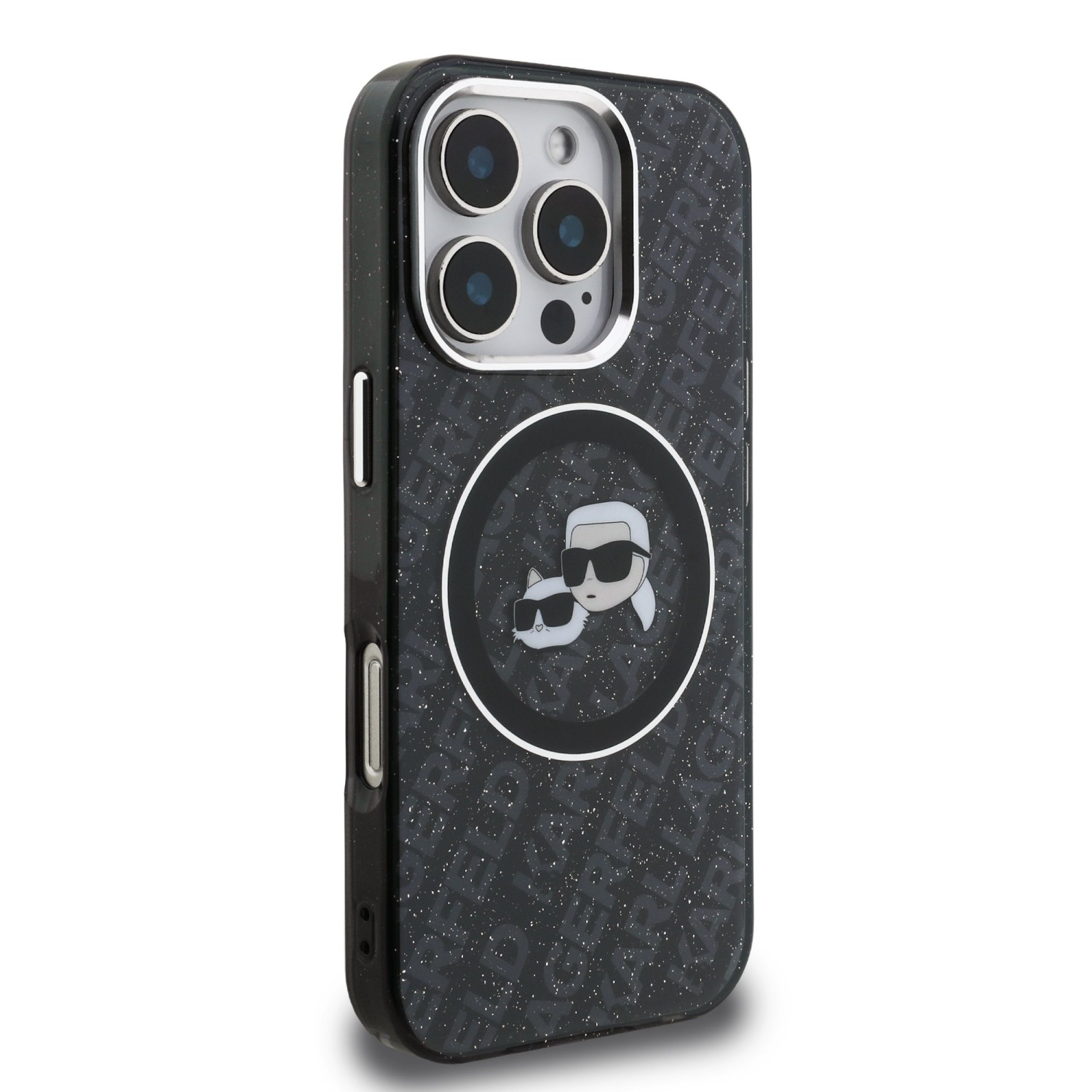 Karl Lagerfeld IML K&CH Heads Repeated Logo MagSafe Zadní Kryt pro iPhone 16 Pro Black