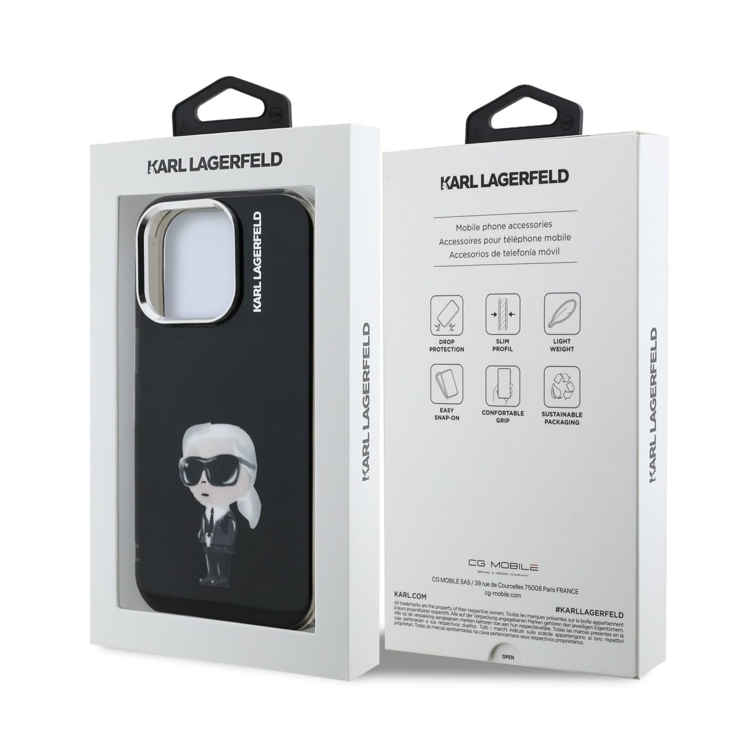 Karl Lagerfeld IML Aquarelle Karl Zadní Kryt pro iPhone 15 Pro Black