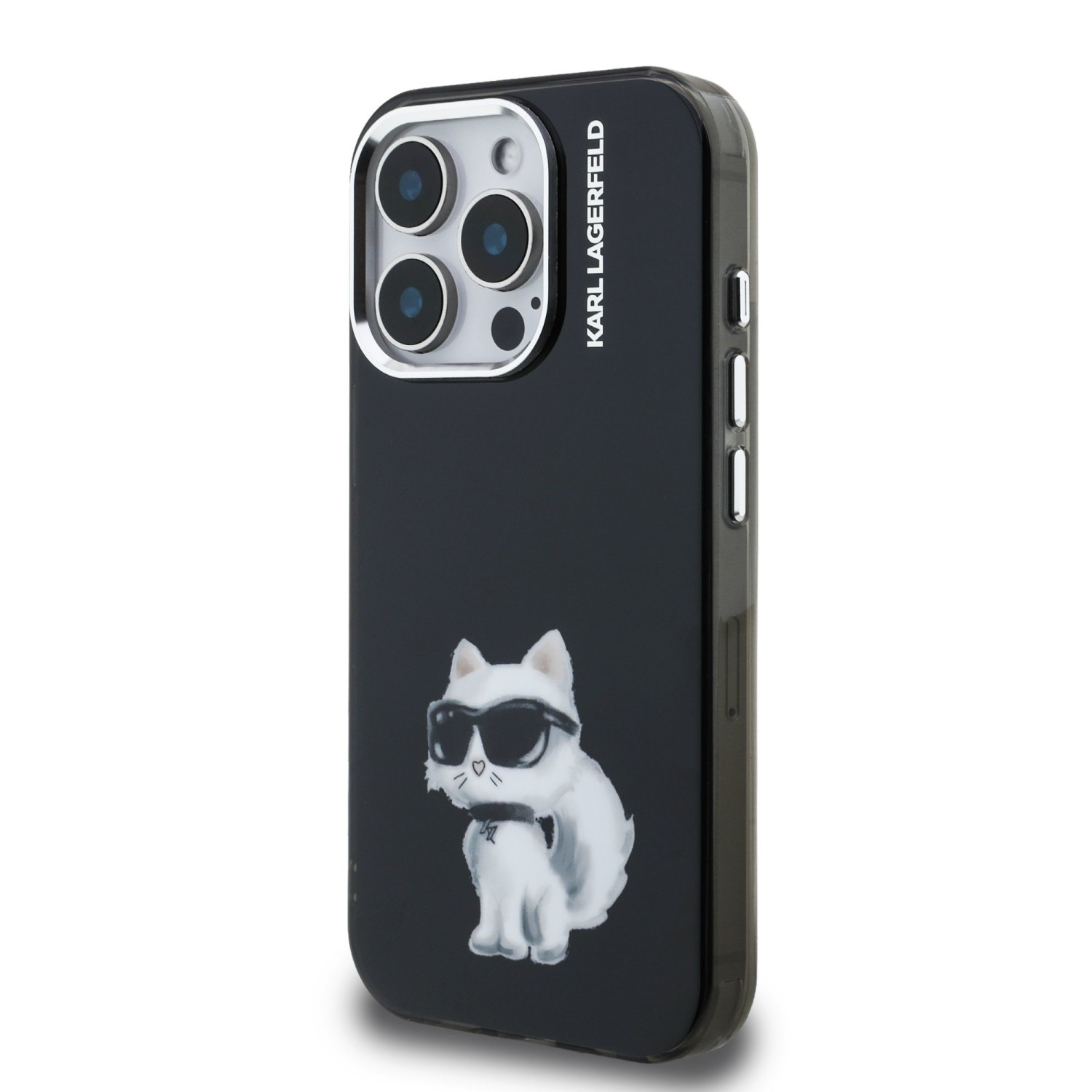 Karl Lagerfeld IML Aquarelle Choupette Zadní Kryt pro iPhone 15 Pro Black