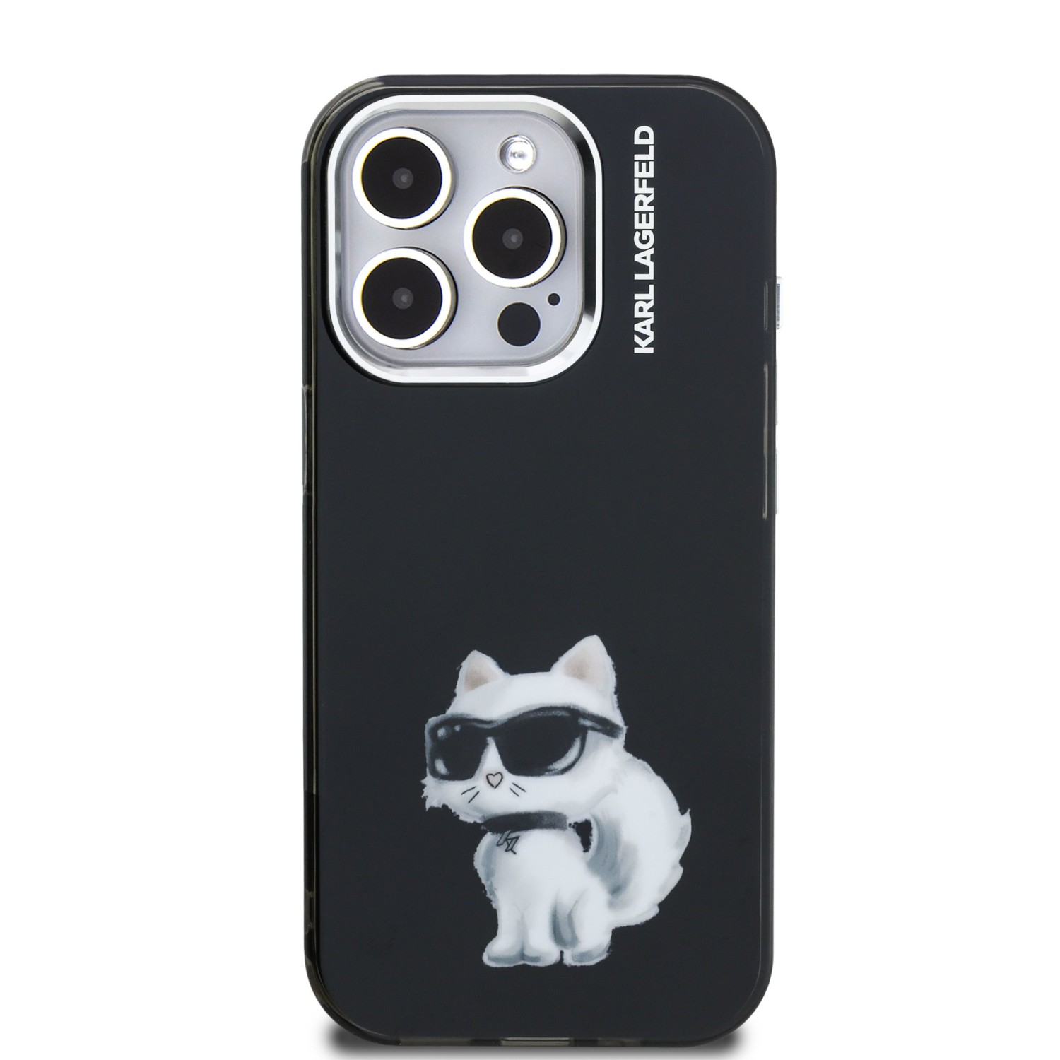Karl Lagerfeld IML Aquarelle Choupette Zadní Kryt pro iPhone 15 Pro Black