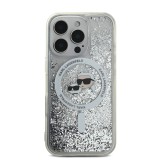 Karl Lagerfeld Liquid Glitter Karl and Choupette Heads MagSafe Zadní Kryt pro iPhone 16 Pro Transparent