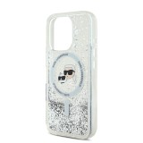 Karl Lagerfeld Liquid Glitter Karl and Choupette Heads MagSafe Zadní Kryt pro iPhone 16 Pro Transparent