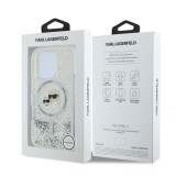 Karl Lagerfeld Liquid Glitter Karl and Choupette Heads MagSafe Zadní Kryt pro iPhone 16 Pro Transparent