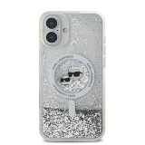 Karl Lagerfeld Liquid Glitter Karl and Choupette Heads MagSafe Zadní Kryt pro iPhone 16 Transparent
