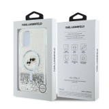 Karl Lagerfeld Liquid Glitter Karl and Choupette Heads MagSafe Zadní Kryt pro iPhone 16 Transparent