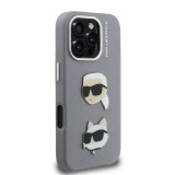 Karl Lagerfeld Grained PU K&CH Heads Zadní Kryt pro iPhone 16 Pro Grey
