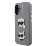 Karl Lagerfeld Grained PU K&CH Heads Zadní Kryt pro iPhone 16 Grey