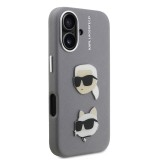 Karl Lagerfeld Grained PU K&CH Heads Zadní Kryt pro iPhone 16 Grey