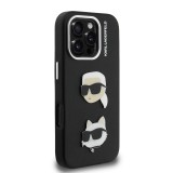 Karl Lagerfeld Grained PU K&CH Heads Zadní Kryt pro iPhone 16 Pro Max Black