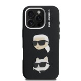 Karl Lagerfeld Grained PU K&CH Heads Zadní Kryt pro iPhone 16 Pro Black