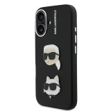 Karl Lagerfeld Grained PU K&CH Heads Zadní Kryt pro iPhone 16 Black