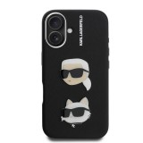 Karl Lagerfeld Grained PU K&CH Heads Zadní Kryt pro iPhone 16 Black
