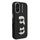 Karl Lagerfeld Grained PU K&CH Heads Zadní Kryt pro iPhone 16 Black