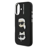 Karl Lagerfeld Grained PU K&CH Heads Zadní Kryt pro iPhone 16 Black