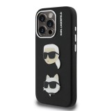 Karl Lagerfeld Grained PU K&CH Heads Zadní Kryt pro iPhone 15 Pro Max Black