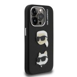 Karl Lagerfeld Grained PU K&CH Heads Zadní Kryt pro iPhone 15 Pro Max Black