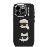 Karl Lagerfeld Grained PU K&CH Heads Zadní Kryt pro iPhone 15 Pro Black