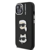 Karl Lagerfeld Grained PU K&CH Heads Zadní Kryt pro iPhone 15 Black