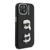 Karl Lagerfeld Grained PU K&CH Heads Zadní Kryt pro iPhone 15 Black