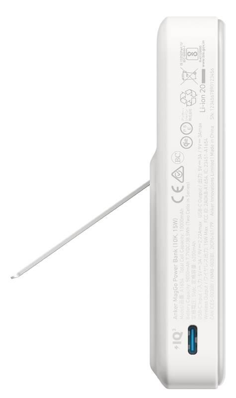 Anker MagGo 10000mAh, Bezdrátová powerbanka 27W bílá