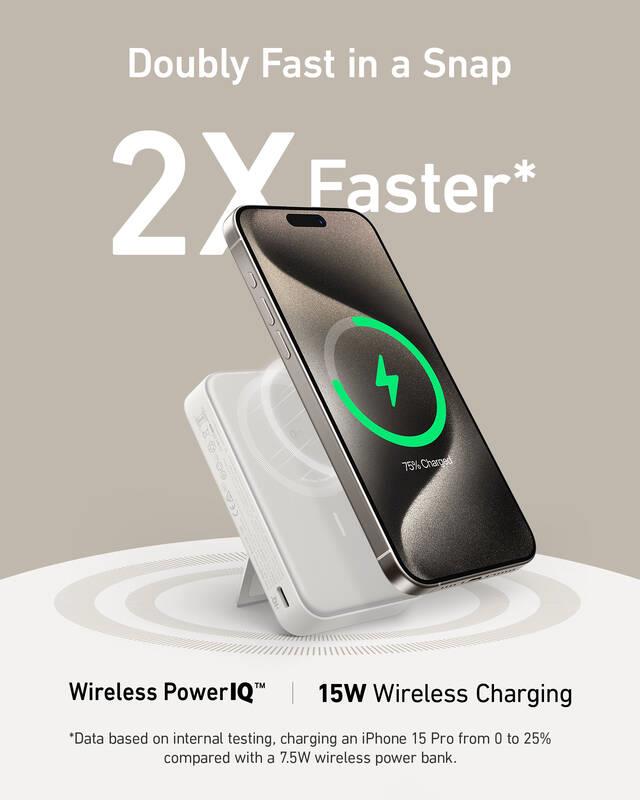 Anker MagGo 10000mAh, Bezdrátová powerbanka 27W bílá