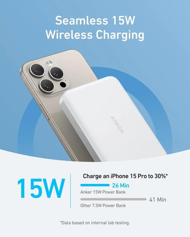 Anker MagGo 10000mAh Bezdrátová powerbanka 30W bílá