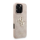 Guess PU 4G Metal Logo Strap Zadní Kryt pro iPhone 16 Pro Pink