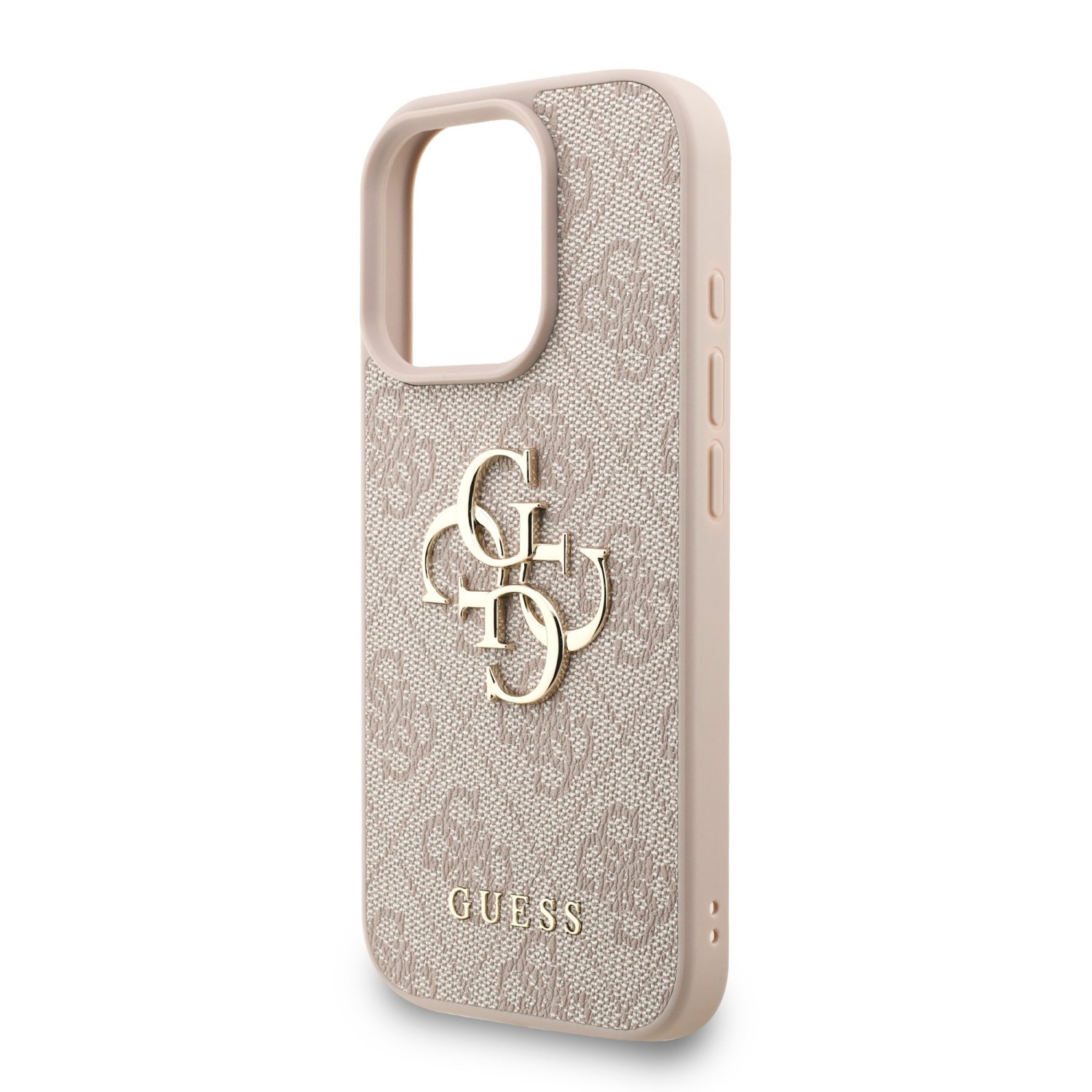 Guess PU 4G Metal Logo Strap Zadní Kryt pro iPhone 16 Pro Pink