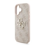 Guess PU 4G Metal Logo Strap Zadní Kryt pro iPhone 16 Pink