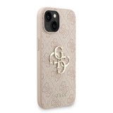 Guess PU 4G Metal Logo Strap Zadní Kryt pro iPhone 15 Pink