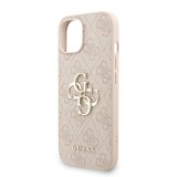 Guess PU 4G Metal Logo Strap Zadní Kryt pro iPhone 15 Pink