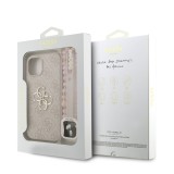 Guess PU 4G Metal Logo Strap Zadní Kryt pro iPhone 15 Pink