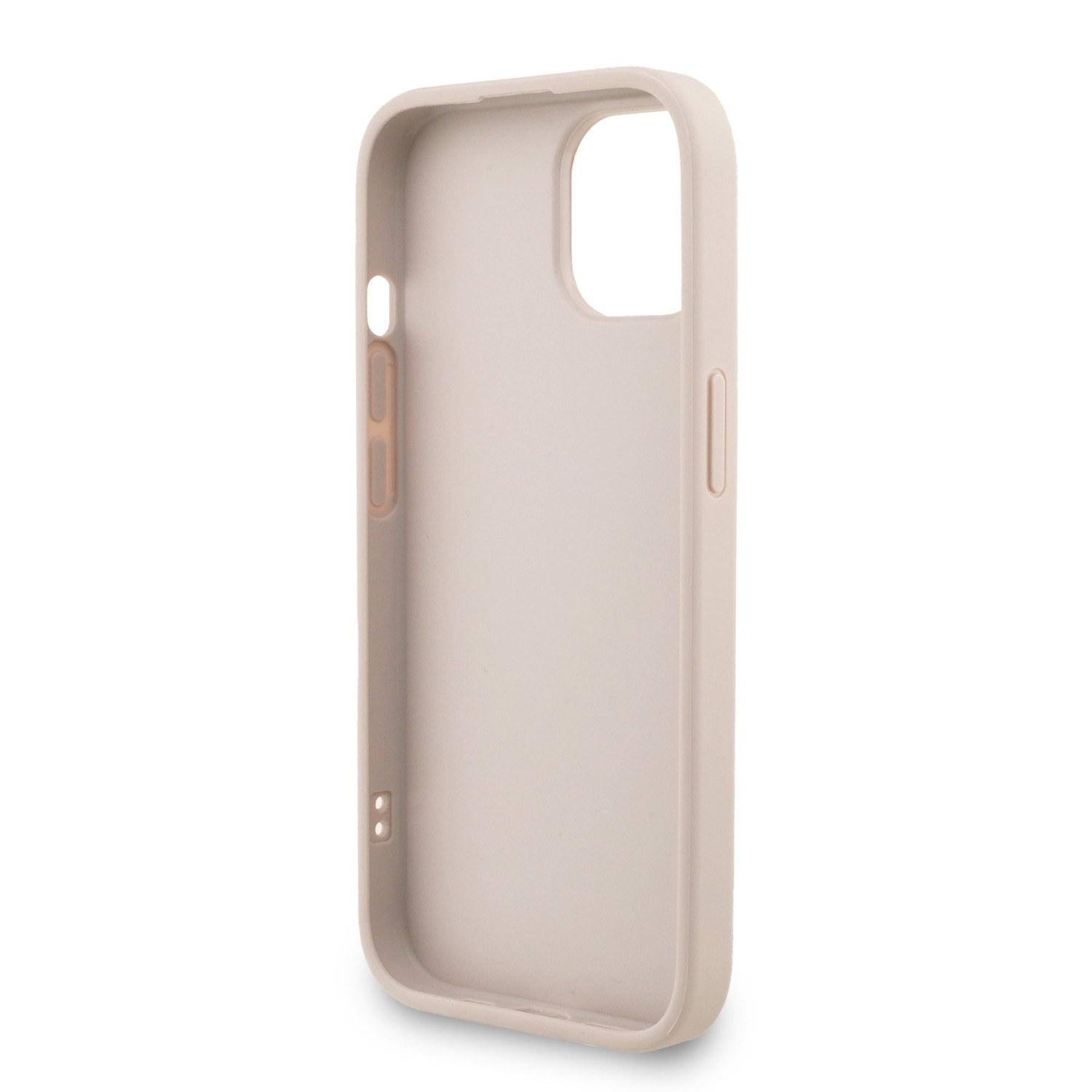 Guess PU 4G Metal Logo Strap Zadní Kryt pro iPhone 15 Pink