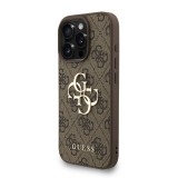 Guess PU 4G Metal Logo Strap Zadní Kryt pro iPhone 16 Pro Brown