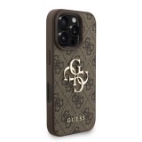 Guess PU 4G Metal Logo Strap Zadní Kryt pro iPhone 16 Pro Brown