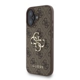 Guess PU 4G Metal Logo Strap Zadní Kryt pro iPhone 16 Brown