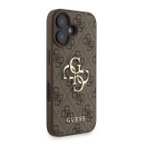 Guess PU 4G Metal Logo Strap Zadní Kryt pro iPhone 16 Brown