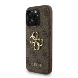 Guess PU 4G Metal Logo Strap Zadní Kryt pro iPhone 15 Pro Max Brown