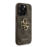 Guess PU 4G Metal Logo Strap Zadní Kryt pro iPhone 15 Pro Max Brown