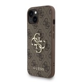 Guess PU 4G Metal Logo Strap Zadní Kryt pro iPhone 15 Brown