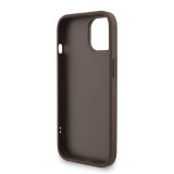 Guess PU 4G Metal Logo Strap Zadní Kryt pro iPhone 15 Brown