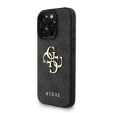 Guess PU 4G Metal Logo Strap Zadní Kryt pro iPhone 16 Pro Max Black