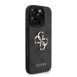 Guess PU 4G Metal Logo Strap Zadní Kryt pro iPhone 16 Pro Max Black