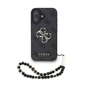 Zadní kryt Guess PU 4G Metal Logo Strap pro Apple iPhone 16 Pro, černá