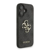 Guess PU 4G Metal Logo Strap Zadní Kryt pro iPhone 16 Black